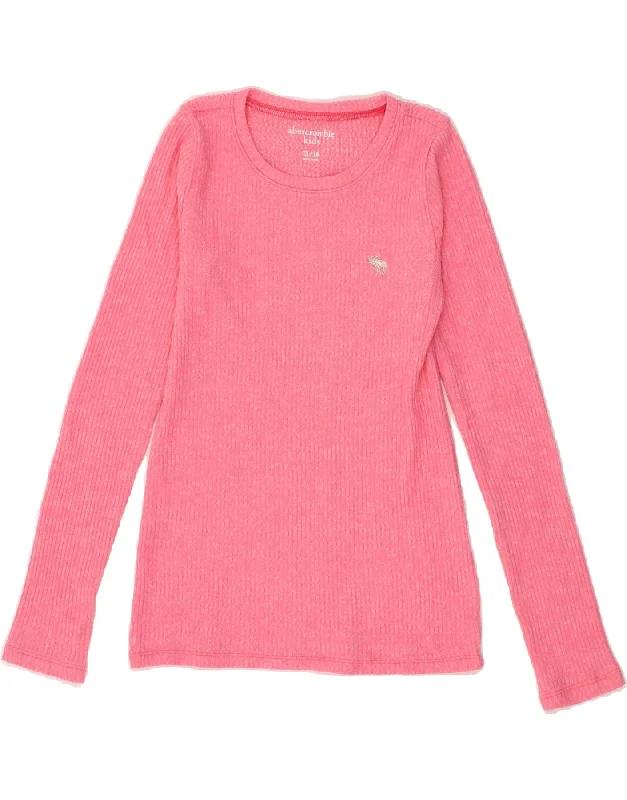 men's cozy sweaters -ABERCROMBIE & FITCH Girls Boat Neck Jumper Sweater 13-14 Years Pink