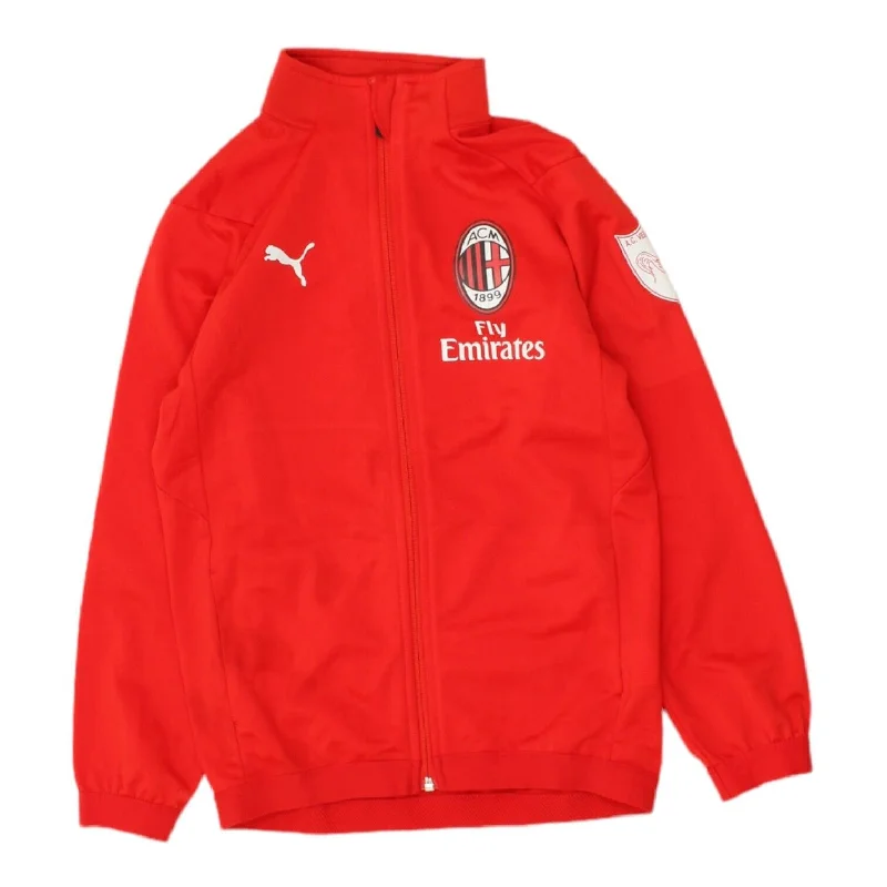 men's functional jackets -AC Milan Puma Boys Red Training Jacket | Italian Football Kids Sportswear