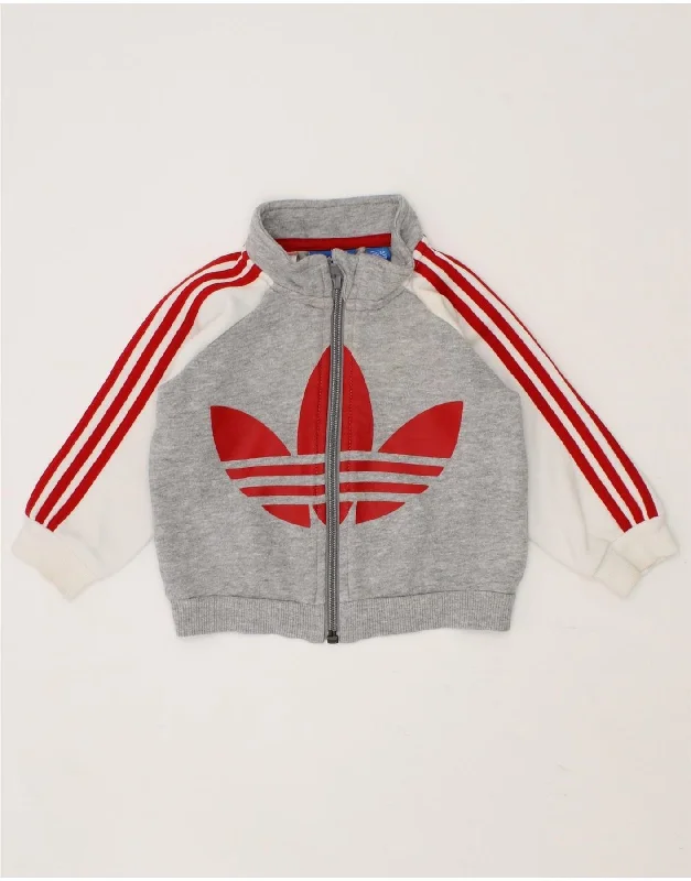 men's insulated winter jackets -ADIDAS Baby Boys Graphic Tracksuit Top Jacket 3-6 Months Grey Colourblock