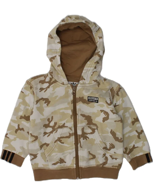 men's wool-blend sweaters -ADIDAS Baby Boys Graphic Zip Hoodie Sweater 12-18 Months Beige Camouflage