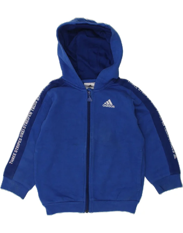 men's pullover sweaters -ADIDAS Baby Boys Graphic Zip Neck Jumper Sweater 18-24 Months Blue Cotton