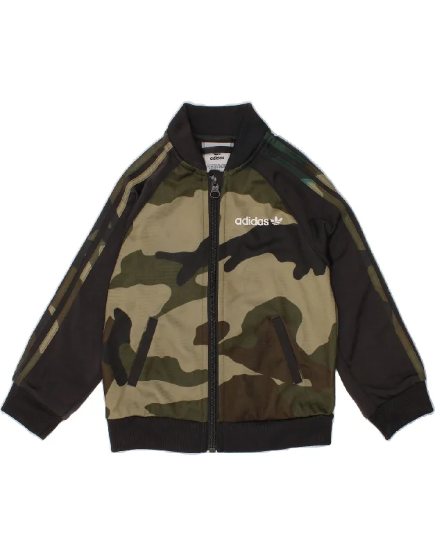 men's zip-up jackets -ADIDAS Baby Boys Tracksuit Top Jacket 12-18 Months Khaki Camouflage