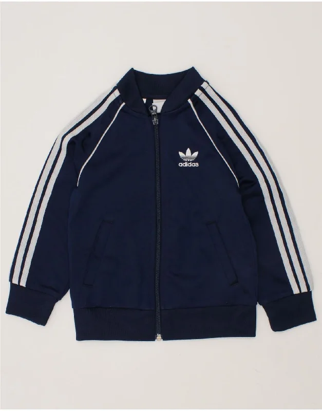 men's athletic jackets for running -ADIDAS Baby Boys Tracksuit Top Jacket 18-24 Months Navy Blue Polyester