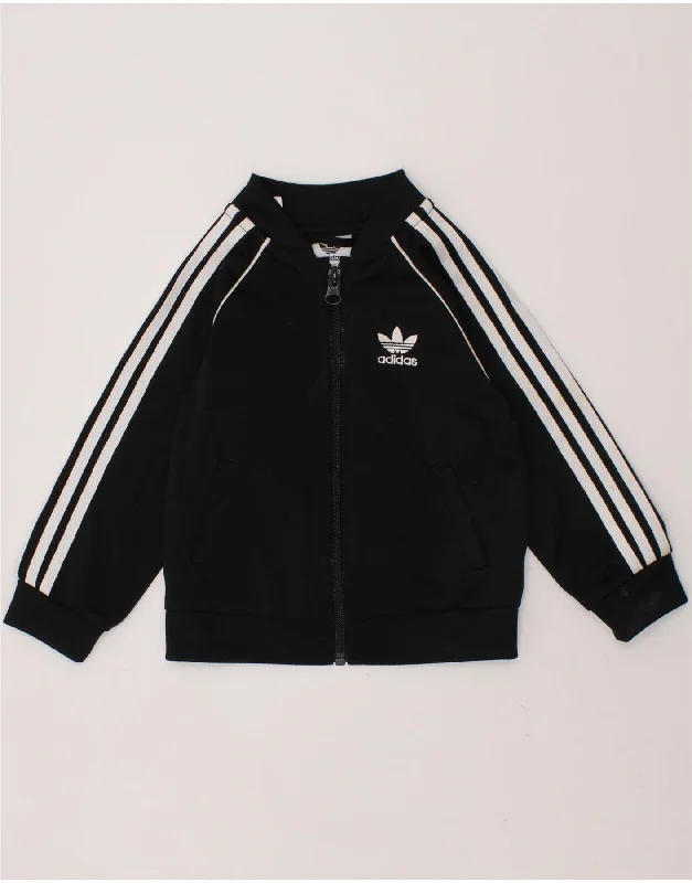 men's long sleeve jackets -ADIDAS Baby Boys Tracksuit Top Jacket 9-12 Months Black Polyester