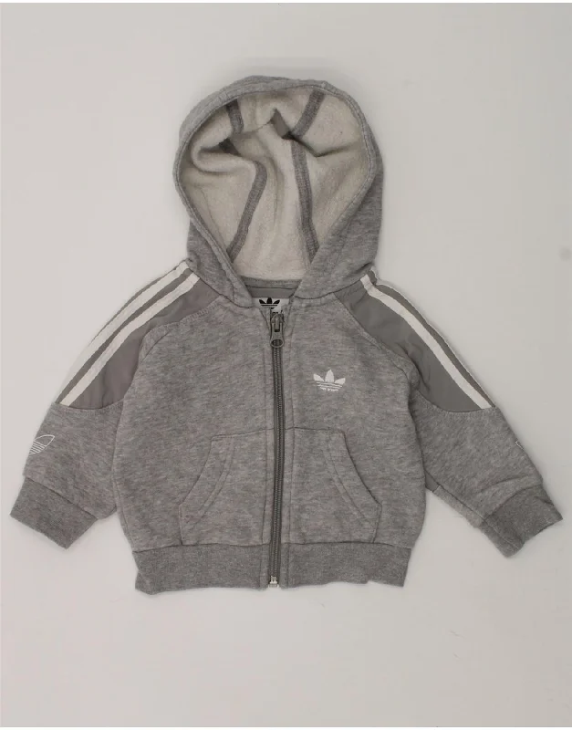 men's thick wool sweaters -ADIDAS Baby Boys Zip Hoodie Sweater 3-6 Months Grey Cotton