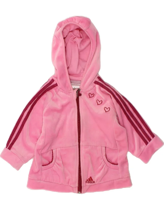 men's high-quality cashmere sweaters -ADIDAS Baby Girls Graphic Zip Hoodie Sweater 3-6 Months Pink Polyester