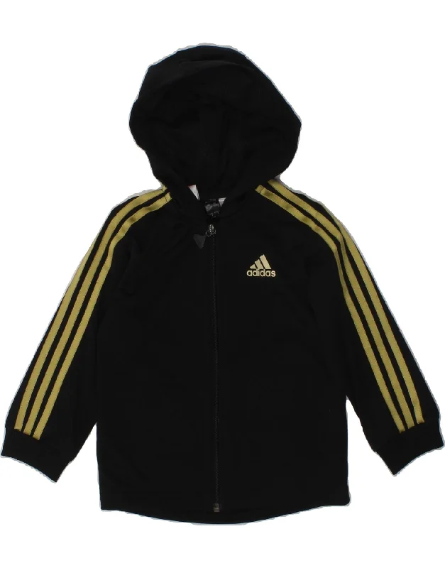 men's knitted sweaters -ADIDAS Baby Girls Zip Hoodie Sweater 9-12 Months Black Polyester