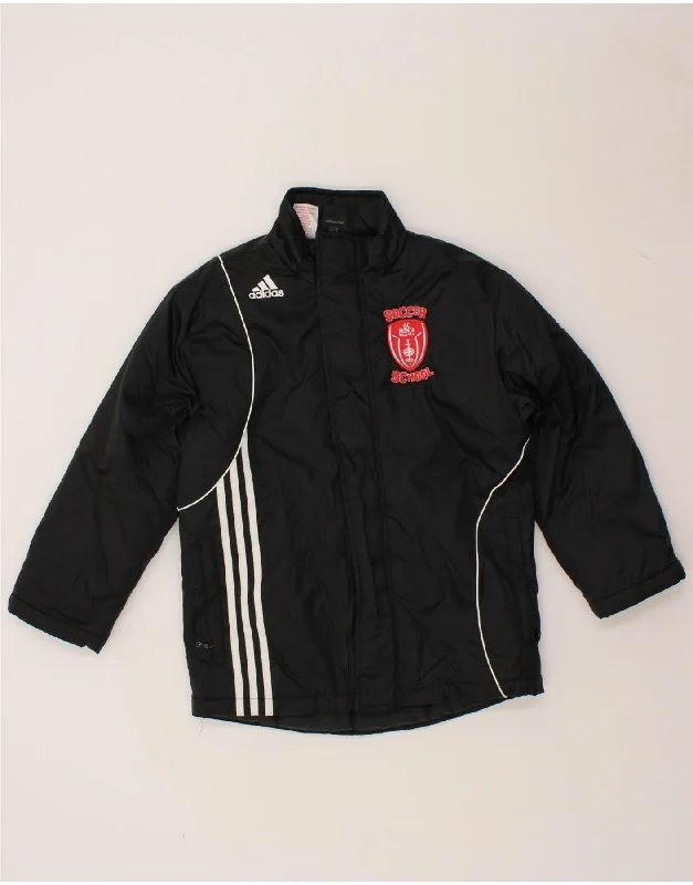 men's lightweight jackets -ADIDAS Boys AC Monza Windbreaker Jacket 9-10 Years Small Black Polyester