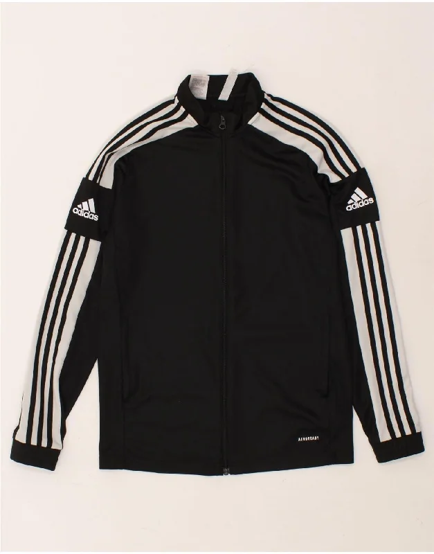 men's zip-up jackets -ADIDAS Boys Aeroready Tracksuit Top Jacket 15-16 Years Black Colourblock