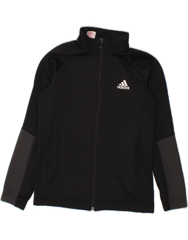 men's zip jackets for hiking -ADIDAS Boys Aeroready Tracksuit Top Jacket 9-10 Years Black Polyester