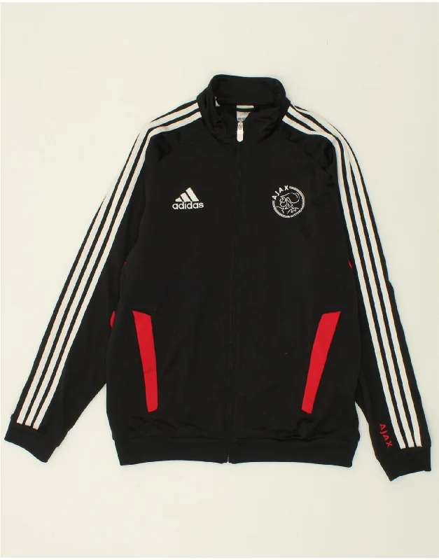 men's outdoor hiking jackets -ADIDAS Boys Ajax Tracksuit Top Jacket 15-16 Years Black Polyester