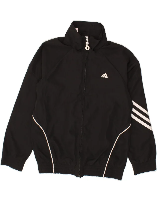 men's denim jackets -ADIDAS Boys Climacool Tracksuit Top Jacket 7-8 Years Black Polyester