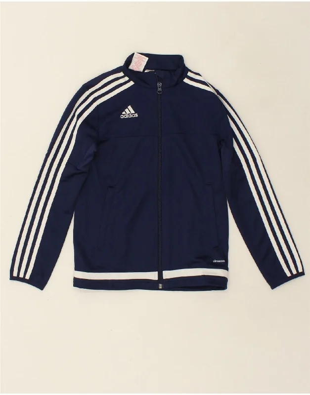 men's puffer jackets -ADIDAS Boys Climacool Tracksuit Top Jacket 9-10 Years Navy Blue Polyester