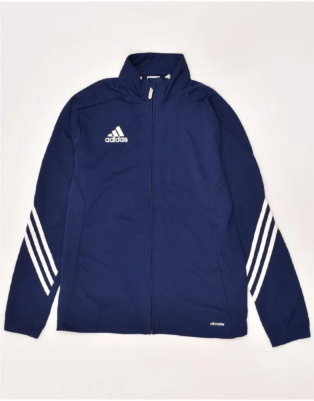 men's coat jackets -ADIDAS Boys Climalite Graphic Tracksuit Top Jacket 13-14 Years Navy Blue