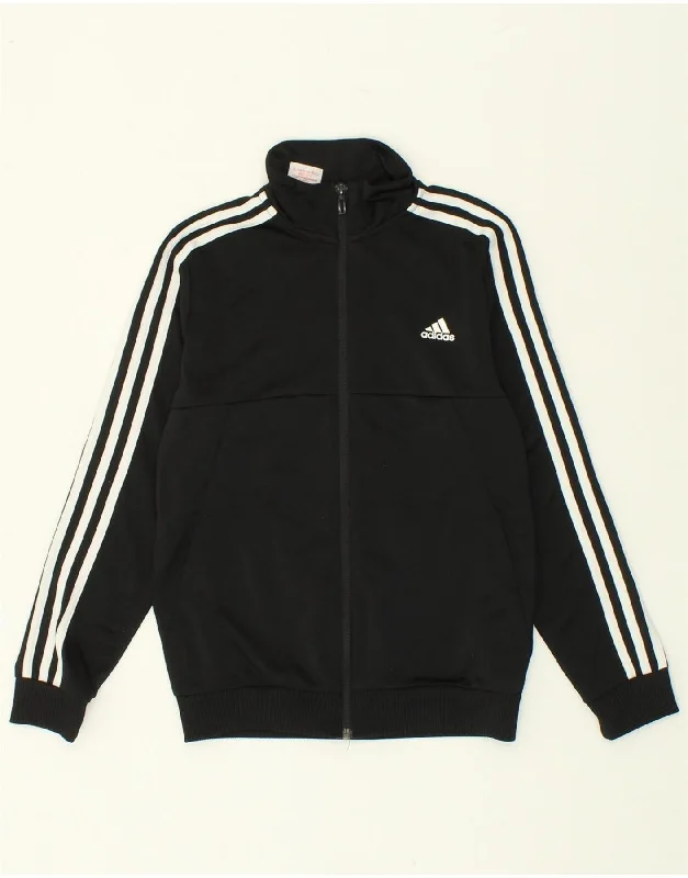 men's quilted jackets -ADIDAS Boys Climalite Tracksuit Top Jacket 11-12 Years Black Polyester