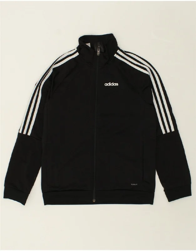 men's parka jackets -ADIDAS Boys Climalite Tracksuit Top Jacket 11-12 Years Black Polyester