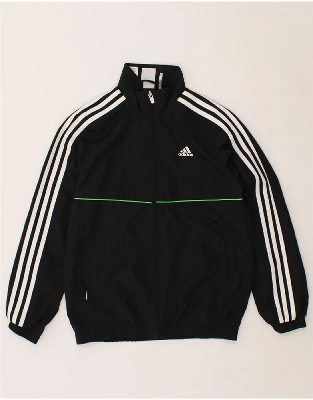 men's fleece-lined jackets -ADIDAS Boys Climalite Tracksuit Top Jacket 11-12 Years Black Polyester