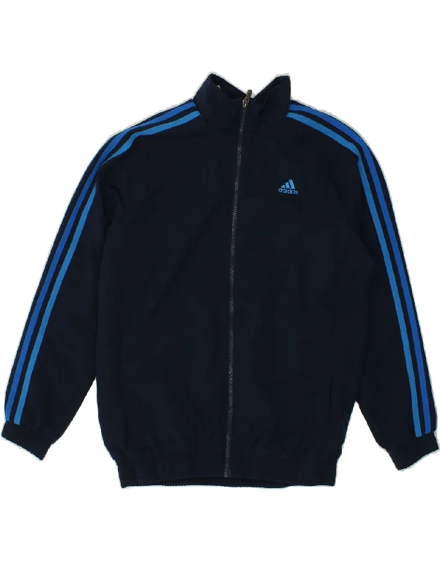 men's slim-fit jackets -ADIDAS Boys Climalite Tracksuit Top Jacket 13-14 Years Navy Blue Polyester