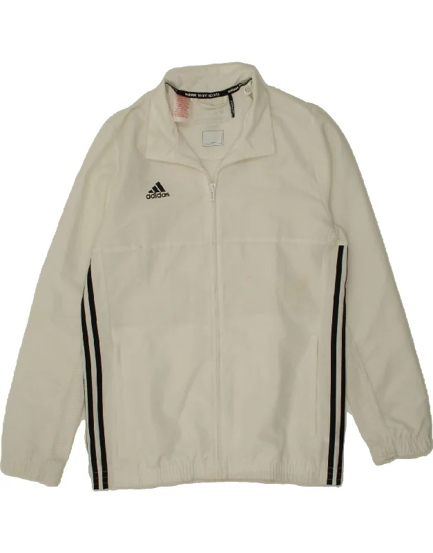 men's soft fleece jackets -ADIDAS Boys Climalite Tracksuit Top Jacket 13-14 Years White Polyester