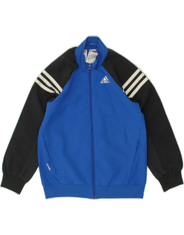 men's fleece jackets -ADIDAS Boys Climalite Tracksuit Top Jacket 5-6 Years Blue Colourblock