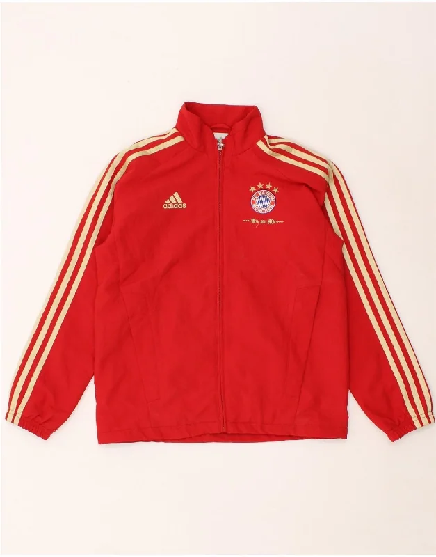 men's slim-fit jackets -ADIDAS Boys FC Bayern Munchen Graphic Tracksuit Top Jacket 9-10 Years Red