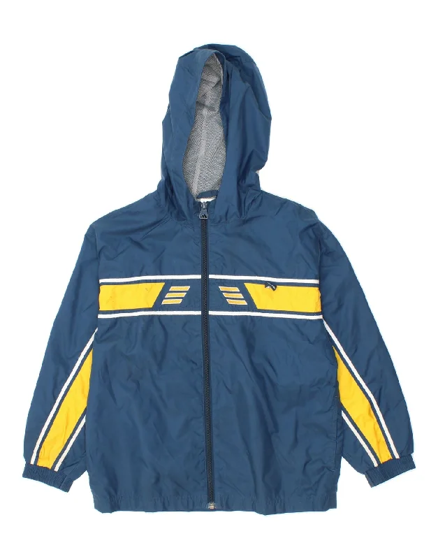 men's casual winter jackets -ADIDAS Boys Graphic Hooded Rain Jacket 10-11 Years Large Navy Blue