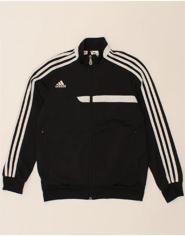 men's tailored wool jackets -ADIDAS Boys Graphic Tracksuit Top Jacket 11-12 Years Large Black Polyester