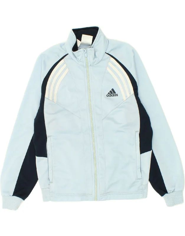 men's faux leather jackets -ADIDAS Boys Graphic Tracksuit Top Jacket 11-12 Years Large Blue