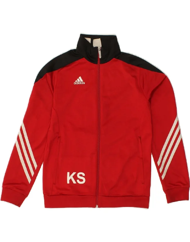 men's stylish leather jackets -ADIDAS Boys Graphic Tracksuit Top Jacket 11-12 Years Large  Red