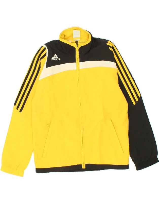 men's winter jackets -ADIDAS Boys Graphic Tracksuit Top Jacket 11-12 Years Large Yellow