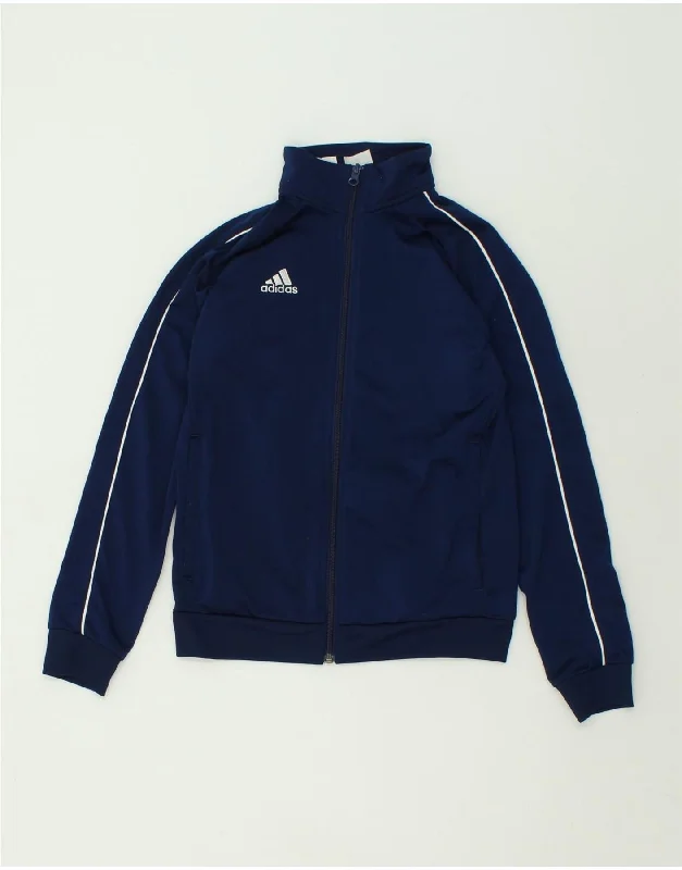 men's casual winter jackets -ADIDAS Boys Graphic Tracksuit Top Jacket 11-12 Years Navy Blue Polyester