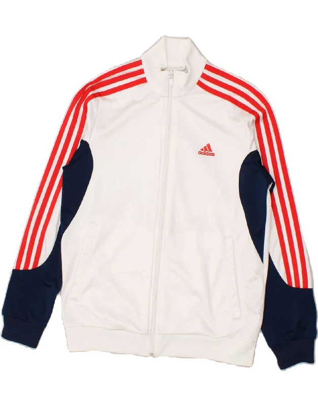 men's high-performance jackets -ADIDAS Boys Graphic Tracksuit Top Jacket 11-12 Years White Colourblock