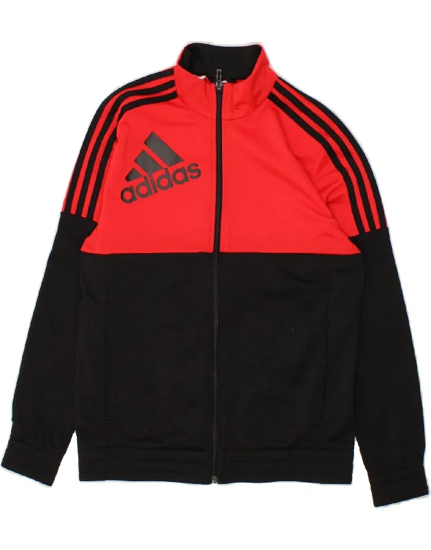 men's classic jackets -ADIDAS Boys Graphic Tracksuit Top Jacket 13-14 Years Black Colourblock