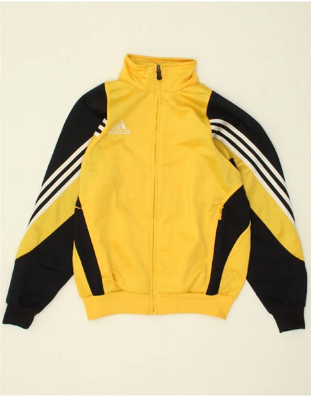 men's waterproof outdoor jackets -ADIDAS Boys Graphic Tracksuit Top Jacket 13-14 Years Yellow Colourblock