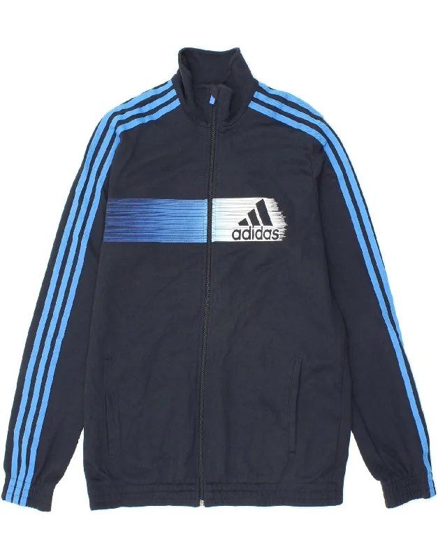 men's tailored jackets -ADIDAS Boys Graphic Tracksuit Top Jacket 15-16 Years Black Cotton