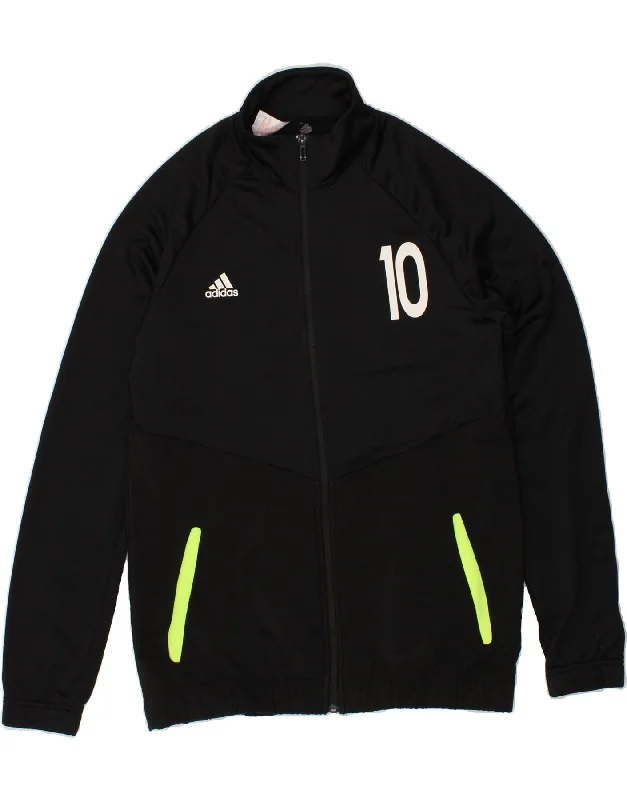 men's slim fit leather jackets -ADIDAS Boys Graphic Tracksuit Top Jacket 15-16 Years Black Polyester