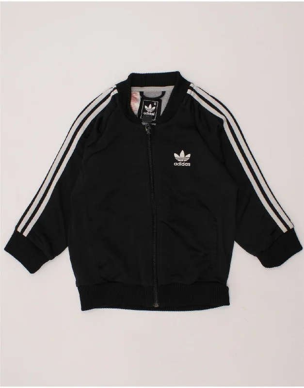 men's insulated jackets -ADIDAS Boys Graphic Tracksuit Top Jacket 2-3 Years Black Nylon