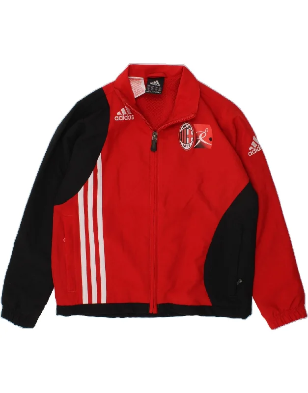 men's functional jackets -ADIDAS Boys Graphic Tracksuit Top Jacket 5-6 Years Red Colourblock