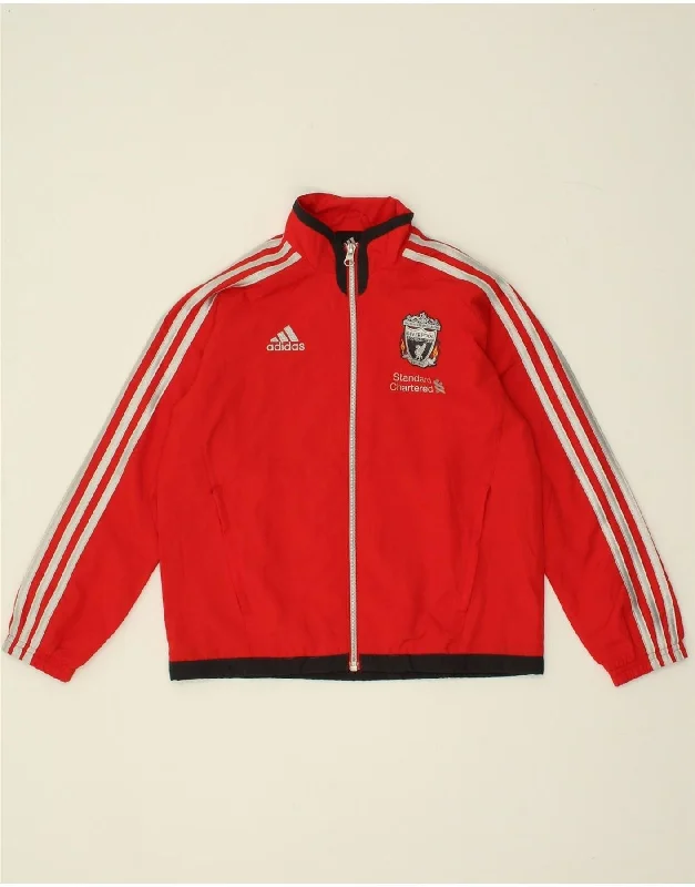 men's bomber jackets -ADIDAS Boys Graphic Tracksuit Top Jacket 7-8 Years Red Polyester