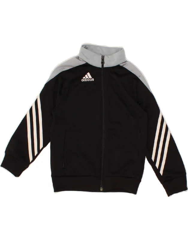 men's custom jackets -ADIDAS Boys Graphic Tracksuit Top Jacket 7-8 Years XS Black Colourblock