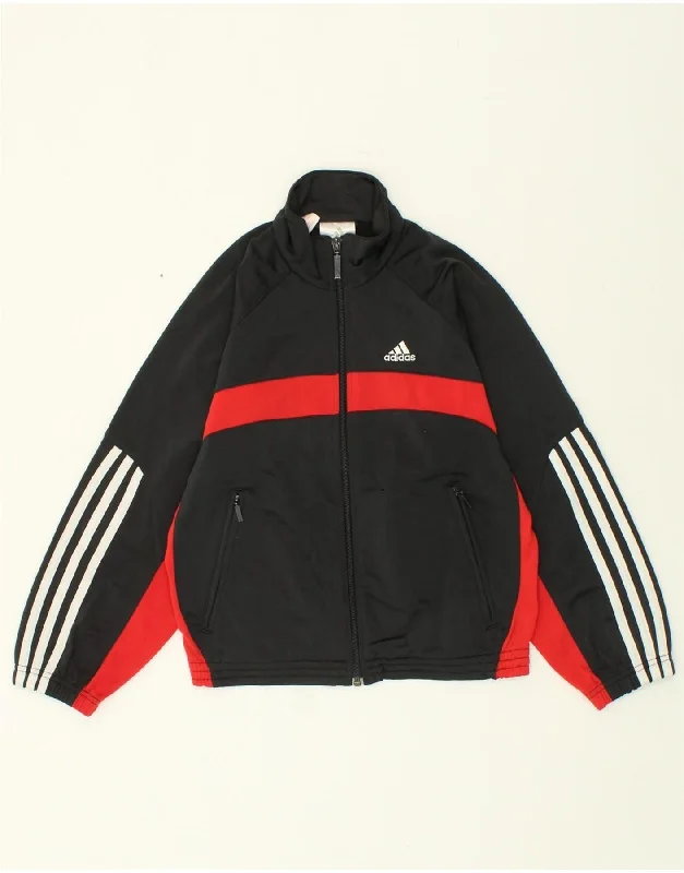 stylish jackets for men -ADIDAS Boys Graphic Tracksuit Top Jacket 9-10 Years Black Colourblock