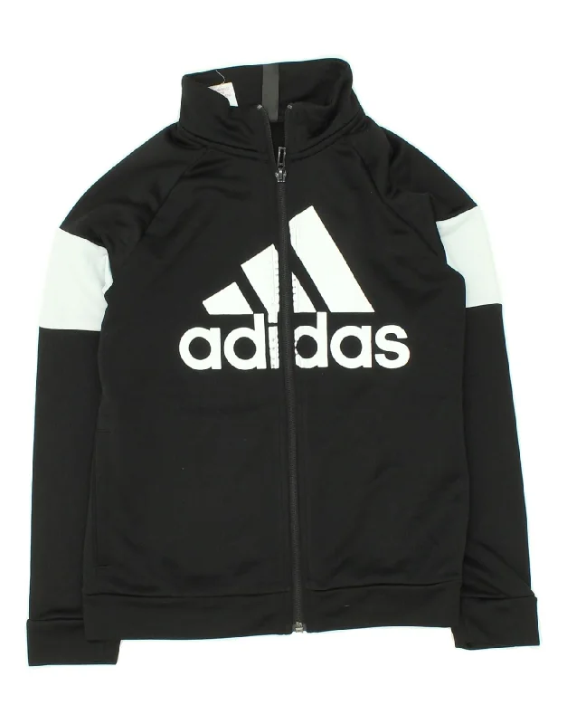 men's quilted winter jackets -ADIDAS Boys Graphic Tracksuit Top Jacket 9-10 Years Black Colourblock