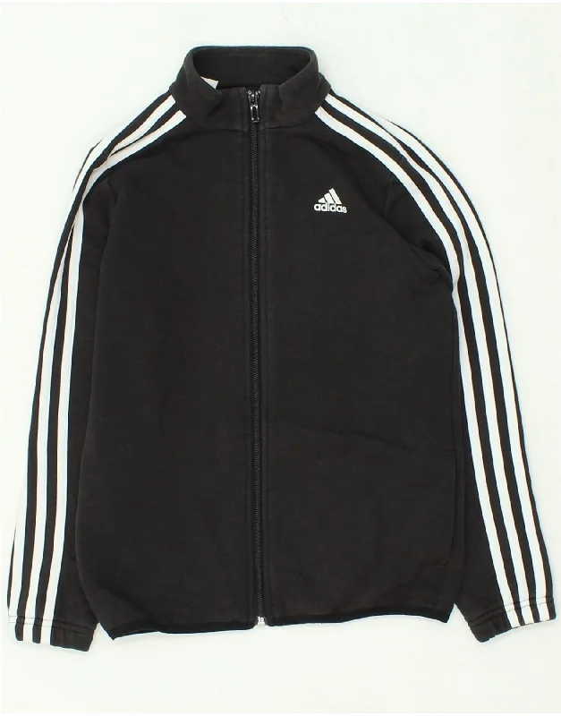 men's formal jackets -ADIDAS Boys Graphic Tracksuit Top Jacket 9-10 Years Black Polyester