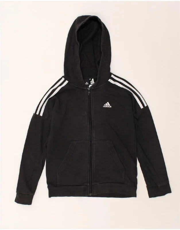 men's comfortable wool sweaters -ADIDAS Boys Graphic Zip Hoodie Sweater 9-10 Years Black