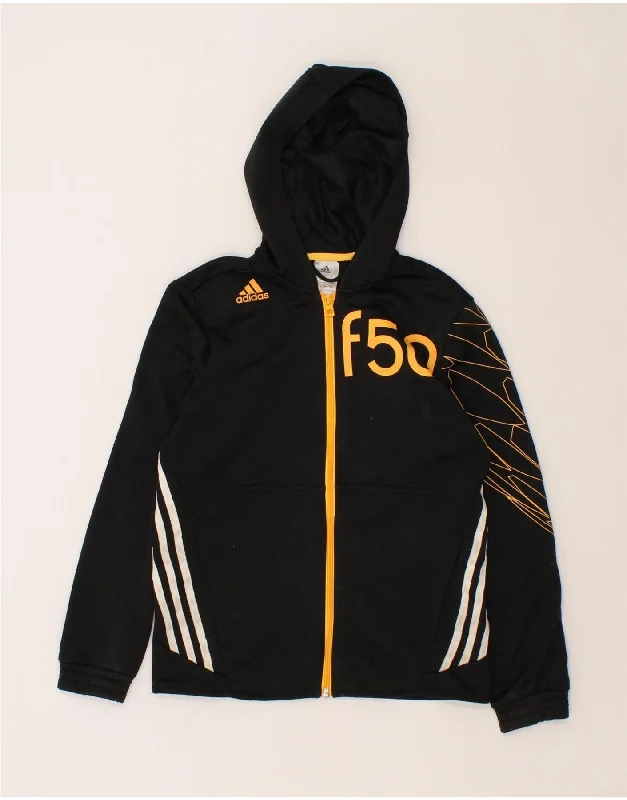 men's stylish outdoor jackets -ADIDAS Boys Hooded Graphic Tracksuit Top Jacket 11-12 Years Black