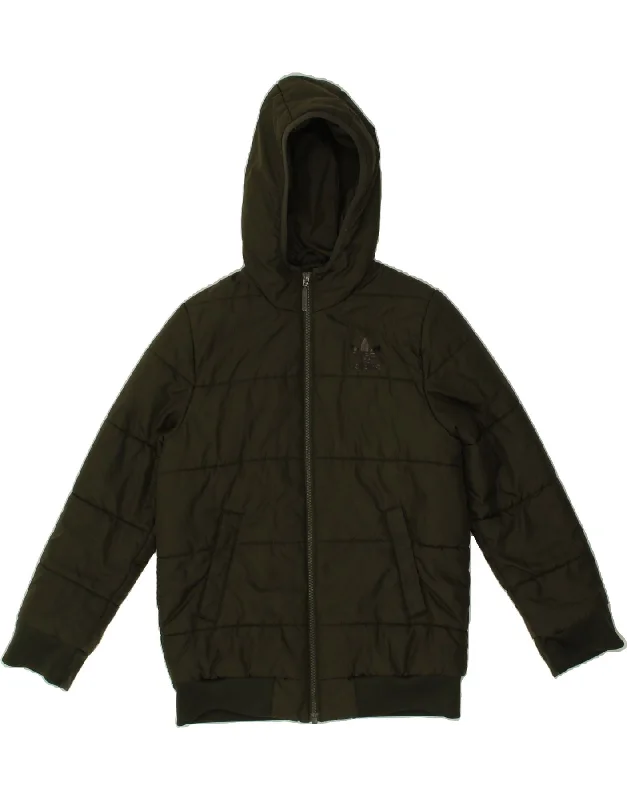 men's quilted winter jackets -ADIDAS Boys Hooded Padded Jacket 9-10 Years Green Polyester