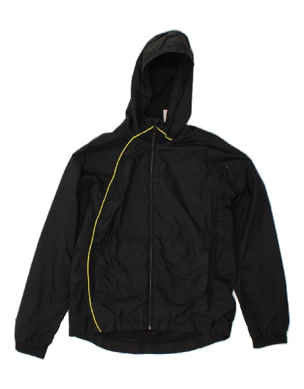 men's zippered jacket styles -ADIDAS Boys Hooded Rain Jacket 13-14 Years Large Black Polyamide