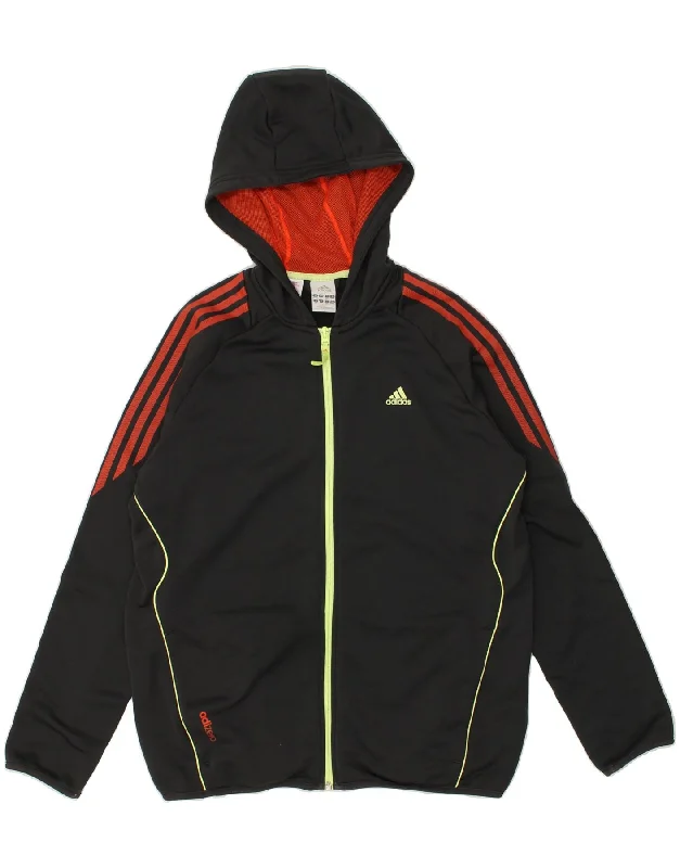 men's slim-fit sweaters -ADIDAS Boys Loose Fit Zip Hoodie Sweater 15-16 Years Grey Polyester