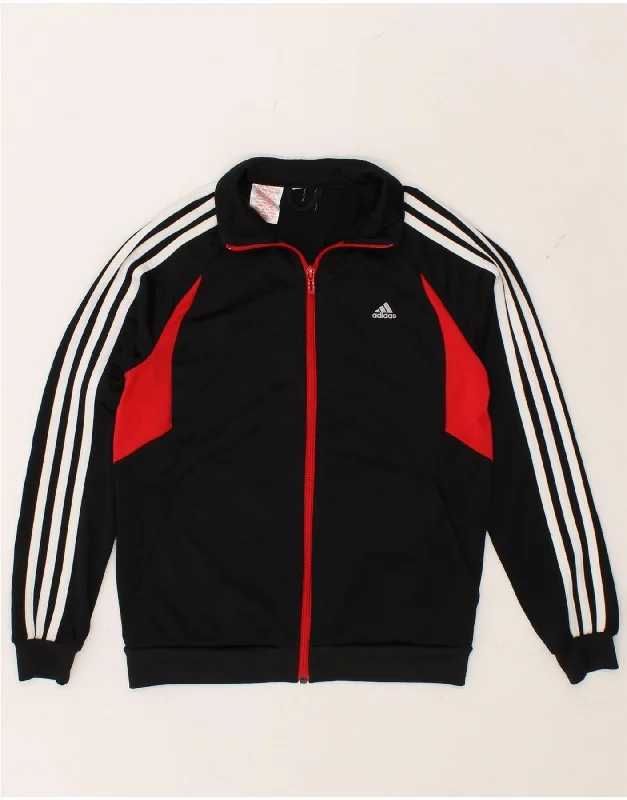 men's long trench jackets -ADIDAS Boys Tracksuit Top Jacket 10-11 Years Black Colourblock Polyester