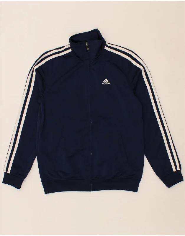 men's bomber jackets -ADIDAS Boys Tracksuit Top Jacket 10-11 Years Medium Navy Blue Polyester